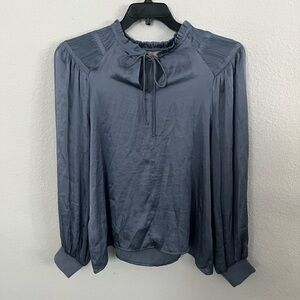 Philosophy Steel Blue Tie-Neck Blouse medium